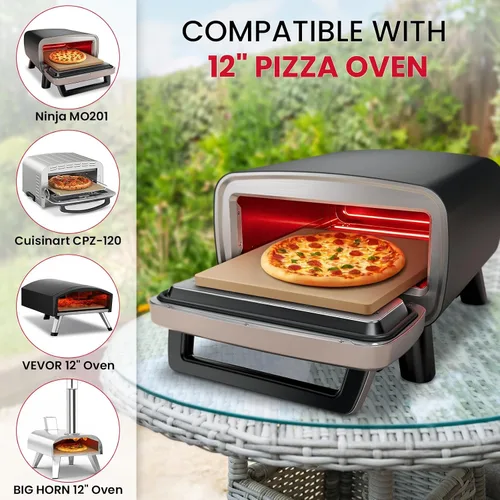 Miniatura 3 de Unicook Piedra para pizza para horno y parrilla, piedra cuadrada de 12 pulgadas para hornear pan, bandeja para hornear cordierita, resistente a