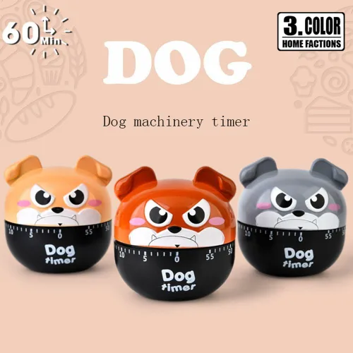 Miniatura 2 de Temporizadores de maquinaria de perro de dibujos animados lindos 60 minutos temporizador de cocina mecánica reloj contadores de alarma fuerte