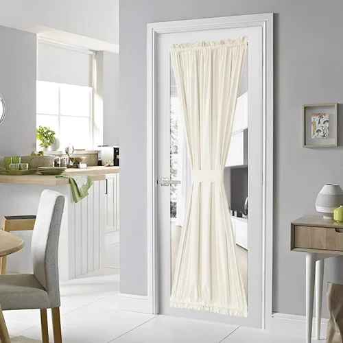 Miniatura 11 de NICETOWN Cortina negra de terciopelo para puerta de cocina/baño/patio/puerta corrediza de vidrio, aislante, con bolsillo para barra, insonorizante