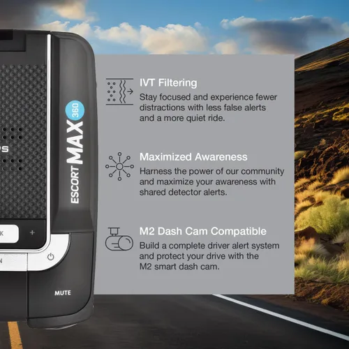 Miniatura 4 de Detector de radar láser Escort MAX 360 - GPS, alertas direccionales, antena dual delantera y trasera, conectividad Bluetooth, alertas de voz