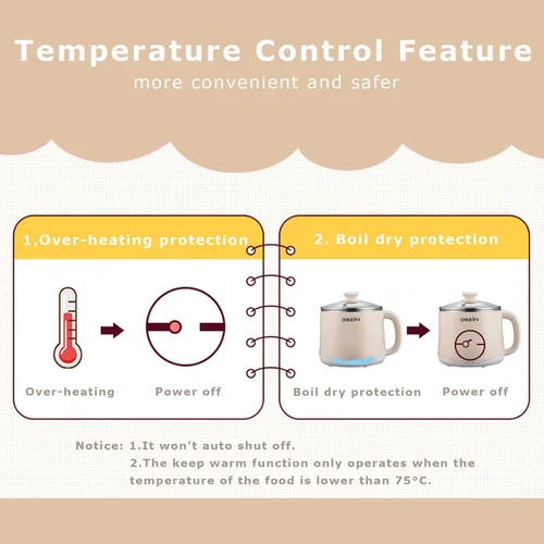 Miniatura 8 de Dezin Olla caliente eléctrica de 2L y cocina rápida de fideos de 1.6L