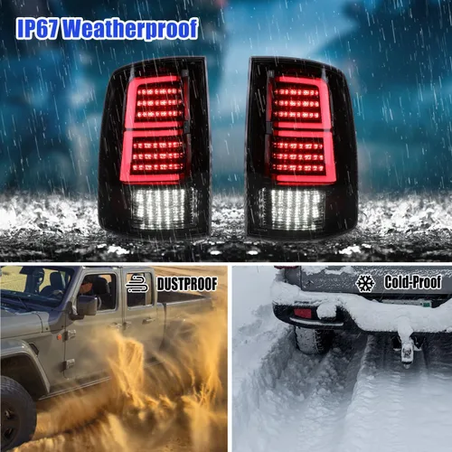 Miniatura 7 de Nixon Offroad Conjunto de luces traseras LED para Dodge Ram 1500/2500/3500 2009-2018 con modelo de luces traseras halógenas de fábrica, luces Claro