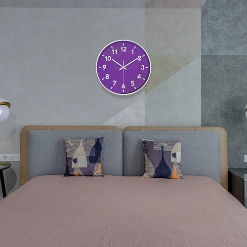 Miniatura 5 de JENLYSTIME Reloj de pared moderno con número 3D de 12 pulgadas para interiores y exteriores, esfera redonda brillante y colorida, cuarzo silencioso
