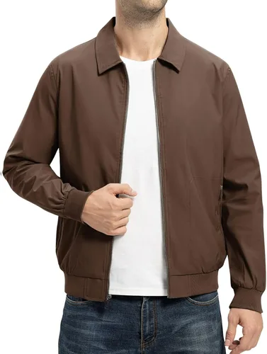 Miniatura 13 de TBMPOY Chaquetas ligeras para hombre, estilo casual, rompevientos, para hombre, chaqueta ligera de pista, cuello de tendido, abrigos de golf de otoño