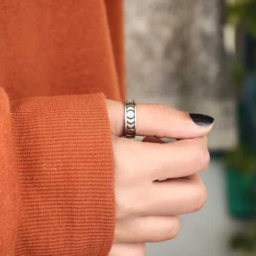 Miniatura 7 de Boho-Magic Anillo giratorio de plata de ley 925 para hombres y mujeres celestiales joyería