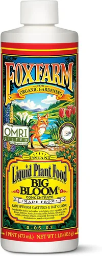 FoxFarm - Alimento para plantas Big Bloom, concentrado de fertilizante líquido para flores, frutas y verduras, fertilizante vegetal multiusos para