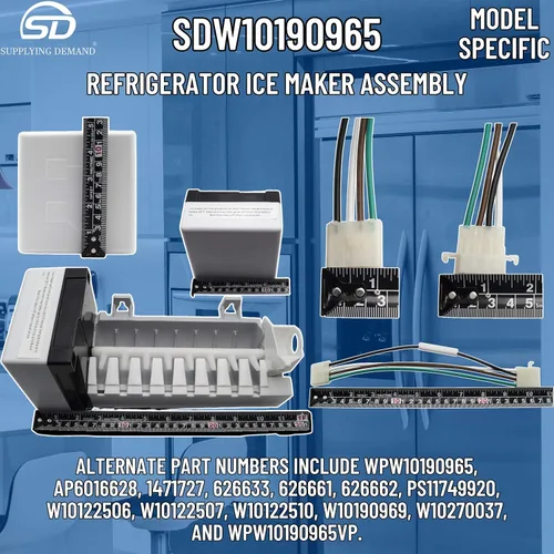 Miniatura 6 de Supplying Demand W10190965 W10190966 Ensamblaje de refrigerador para máquina de hielo de reemplazo. No incluye brazo de descarga. Modelo específico