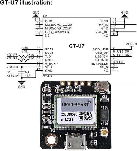 Miniatura 4 de GT-U7 Módulo GPS Receptor GPS Navegación Satélite Posicionamiento NEO-6M con 6M 51 Microcontrolador STM32 R3 + Antena GPS activa I-P.EX Alta