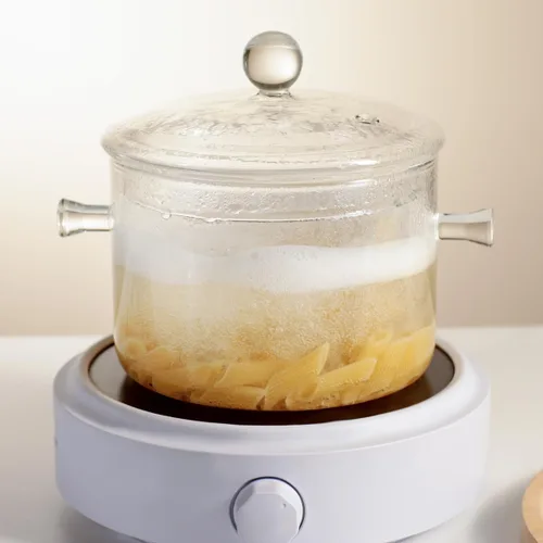 Miniatura 6 de Olla de Vidrio Transparente para Cocinar con Tapa, Cepillo y Almohadillas Térmicas de Silicona para Estufa - 1.5L (51oz) Olla de Vidrio