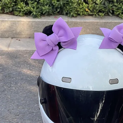 Miniatura 2 de 2 piezas de decoración de arco para casco autoadhesiva, accesorios para casco de felpa con orejas de gato para motocicleta, decoración para esquí