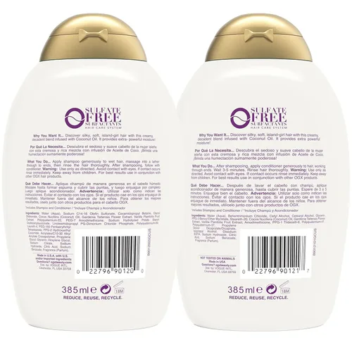 Miniatura 2 de OGX Extra Strength Damage Remedy + Coconut Miracle Oil Champú y acondicionador para cabello seco, encrespado o grueso, acondicionador hidratante
