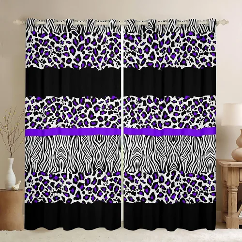 Miniatura 25 de Feelyou Cortinas opacas con estampado de leopardo de 30% a 50%, cortinas de oscurecimiento con estampado de guepardo para dormitorio, para niños