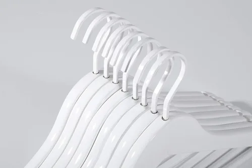 Miniatura 8 de TOPIA HANGER CT01W - Perchas de madera maciza con gancho extra grueso y barra antideslizante para pantalones, perchas resistentes con muescas