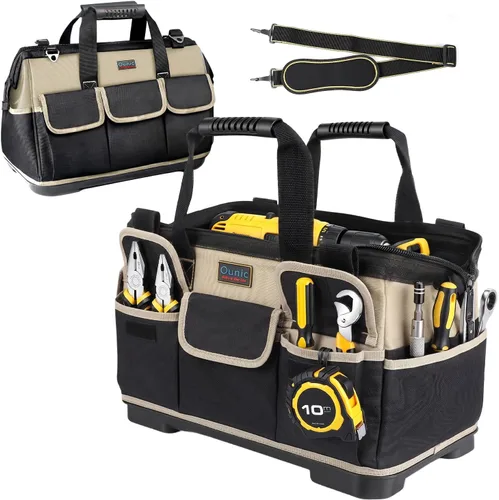 Miniatura 11 de Bolsa de herramientas de boca ancha de 17 pulgadas con parte inferior suave impermeable, organizador de bolsa de herramientas con múltiples