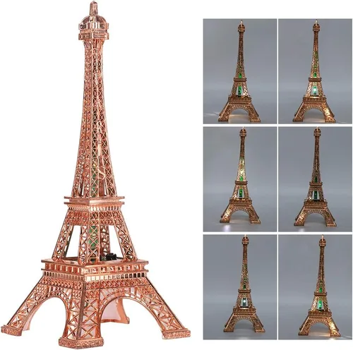 Miniatura 4 de LIZEALUCKY Estatua de la Torre Eiffel, modelo de torre Eiffel de 10.2 pulgadas, torre decorativa de escritorio de mesa con luz nocturna 3D, luminoso