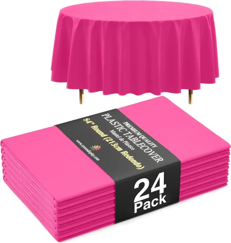 Miniatura 56 de Exquisite 66% Thicker Premium Aqua Round Tablecloth 0.5 Mil 6 Pack Plastic Table Cloth Disposable 84 Inch Round Plastic Tablecloth Won't Tear Easily