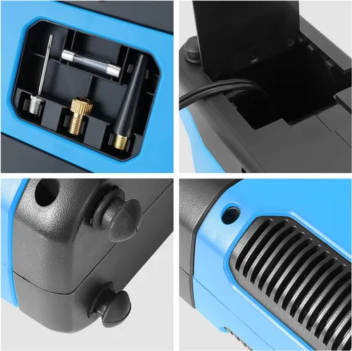 Miniatura 6 de DNA MOTORING TOOLS-00213 Inflador de neumáticos digital azul de 12V CC, compresor de aire portátil con manómetro para autos, bicicletas