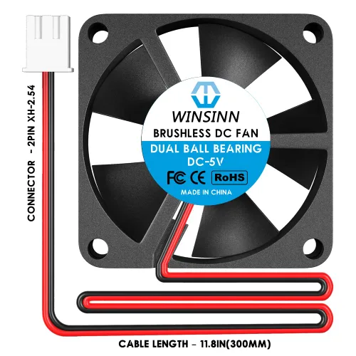 Miniatura 3 de WINSINN Ventilador de 1.378 in, 5 V, rodamiento de bolas dual, sin escobillas, 3510, 1.378 x 0.394 in, alta velocidad (paquete de 5 unidades)