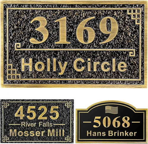 Miniatura 21 de Letrero de dirección personalizado, placa de dirección de número de casa, placa de dirección personalizada, metal o latón antiguo acrílico