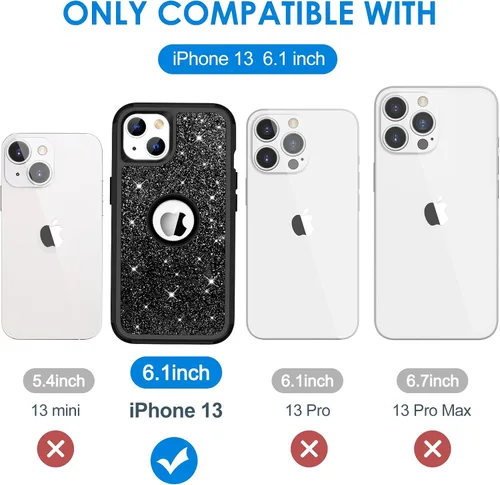 Miniatura 7 de Hython Funda para iPhone 13 Funda con Purpurina, Bonita Cubierta Brillante Resplandeciente con Brillo, Resistente 3 en 1 Híbrida de PC Duro TPU
