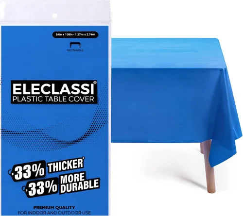 Miniatura 34 de Eleclassi Negro Paquete de 12 Manteles Redondos de Plástico Desechables Premium - Manteles de Mesa de Plástico Redondos de 84 Pulgadas para Fiestas