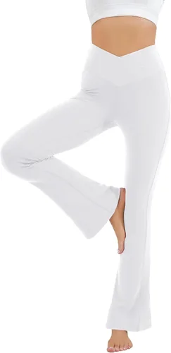 Miniatura 108 de HEGALY Pantalones de yoga acampanados para mujer, leggings cruzados, suaves, de cintura alta, pantalones casuales de entrenamiento con corte de bota