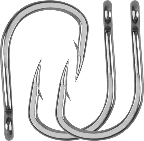 20pcs anzuelos de pesca de cebo vivo, anzuelo de pescado de agua salada de acero inoxidable gancho fuerte círculo afilado tamaño: 1/0-12/0