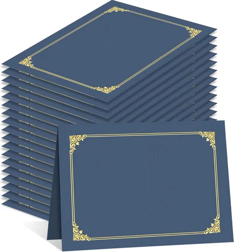HAUTOCO Portacertificados 50 Paquetes Azul Marino Cubiertas de Diploma con Borde de Lámina Dorada Portacertificados para Certificados de Premio