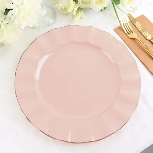 Miniatura 51 de Efavormart - Platos de cena de 11 pulgadas – Juego de 10 platos desechables redondos de plástico negro con borde dorado rizado – Vajilla elegante
