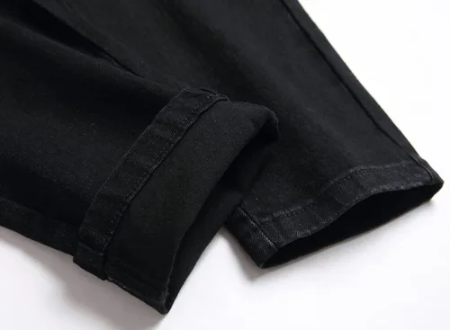 Miniatura 7 de JUNBAOSS Jeans ajustados para hombre, elásticos, rasgados, ajustados, para hombre, pierna recta, cómodos, con cintura flexible, pantalones casuales