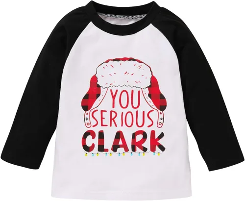 JEELLIGULAR Camiseta de Navidad para niños y niñas, camiseta de manga larga con estampado de letras para bebés, ropa de festival de 6 meses a 5 años