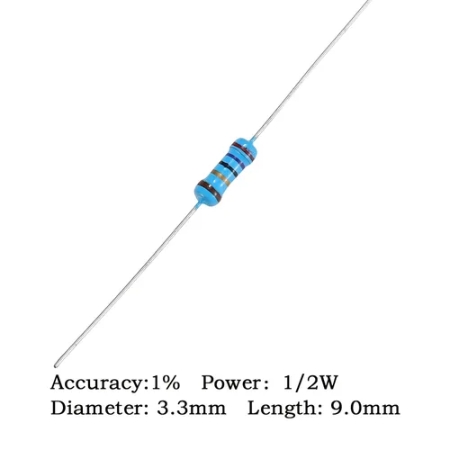 Miniatura 2 de Kit de resistencias de 130 valores 1300 piezas de resistencias de película metálica 1/2 W 1% de resistencia de película metálica 1 Ohm-3M Ohm Kit