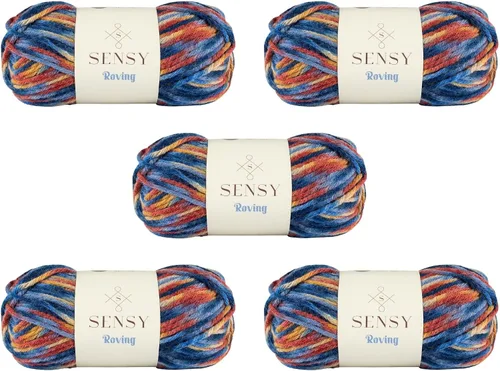 Miniatura 80 de Sensy Roving - Ovillo de lana multicolor, 3.5 onzas, 132 yardas, calibre 5, voluminoso (otoño)