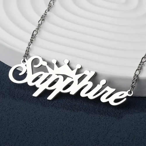 Miniatura 5 de Drawelry Collar con nombre personalizado de dos tonos con placa de oro de 18 quilates, chapado en doble corazón, placa con dije de placa de nombre