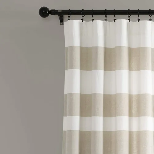 Miniatura 3 de Lush Decor Juego de cortinas de ventana de algodón teñido con hilo de rayas grises (84 x 40 pulgadas)