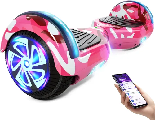 Scooter con luces LED Bluetooth Corlorful, ruedas de 6.5 pulgadas, scooter de motor dual de 300 W para niños, niñas, niños y adultos, todas las