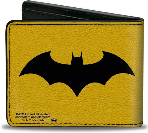 Miniatura 2 de Buckle-Down Billetera de DC Comics para hombre, plegable, con logotipo de Batman Tech Action Pose Bat amarillo, negro y blanco, cuero vegano, 4.0 x