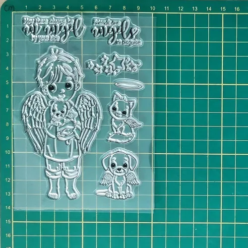 Miniatura 3 de Juego de sellos y troqueles transparentes de ángel para hacer tarjetas, plantillas de corte para álbumes de recortes, álbum de fotos, papel