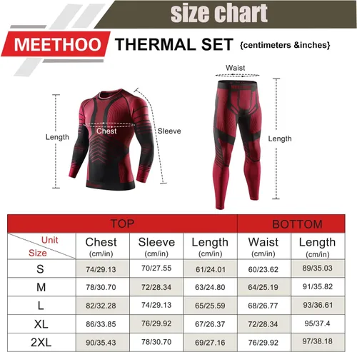 Miniatura 6 de MeetHoo Conjunto de ropa interior térmica para hombre, ropa de invierno para hombre, capa base de capa base larga