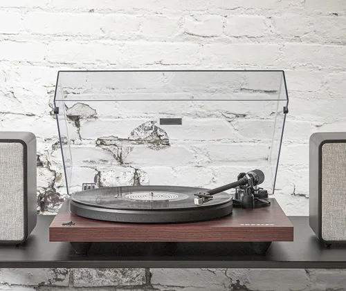 Miniatura 8 de Crosley C6B-MA tocadiscos Bluetooth con accionamiento por correa con brazo de tono ajustable, caoba Mahogany