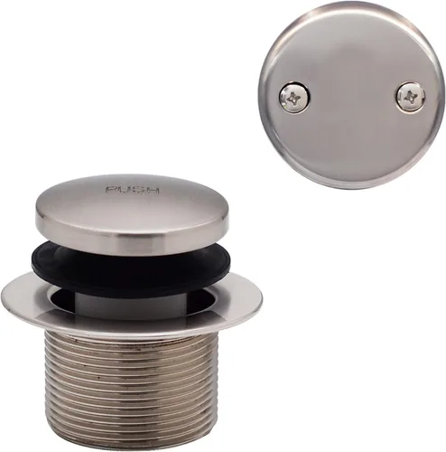 Miniatura 17 de Set de tapón de drenaje Westbrass con sistema de presión con el pie para bañera, con dos agujeros en placa frontal de desagüe, de metal pulido, Mate