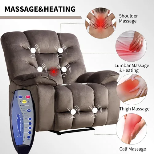 Miniatura 3 de HAOMARKETS Silla reclinable eléctrica con masaje y calor, sillas reclinables eléctricas de 41 pulgadas de ancho con puerto USB, sofá reclinable