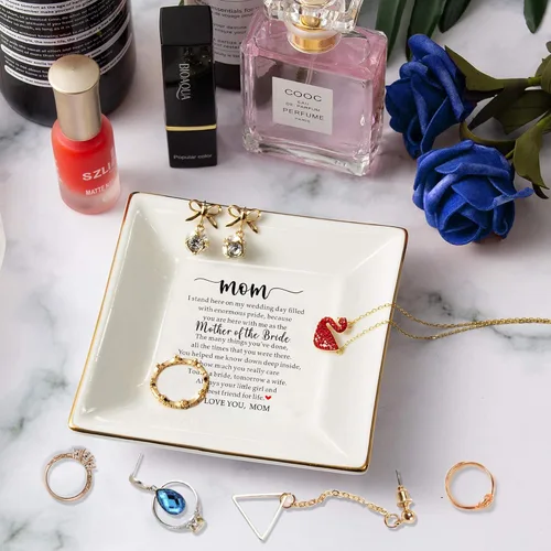 Miniatura 3 de SUNBMO Madre de la novia - Soporte de cerámica para anillos, regalo de boda para madre, regalo de agradecimiento para mamá