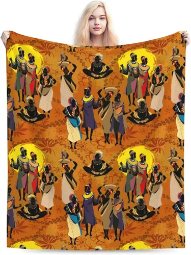 Miniatura 17 de African American Black Woman Fleece Throw Blanket Ultra Soft Cozy Decorative Flannel Blanket for Home Bed Couch Chair Travel 40x30in