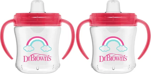 Miniatura 11 de Dr. Brown's Milestones Vaso de aprendizaje con boquilla suave con asas, Conejito Rosa Héroe, libre de BPA, 9 oz/270 mL, 9m+ Pink Bunny Hero