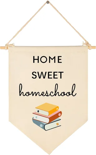 Home Sweet Homeschool - Arte de pared inspirador para sala de lectura, decoración de bandera positiva para el hogar, estudio, sala de aprendizaje,