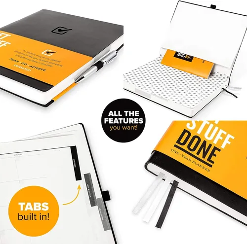 Miniatura 2 de Get Stuff Done Agenda para la productividad – Planificador diario sin fecha de 1 año, 8.5 x 11 – Organizador resistente e inteligente