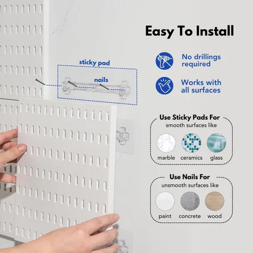 Miniatura 6 de Keepo - Juego de combinación de tableros de clavijas y accesorios modulares para colgar en pared, para organizador de pared, organización de Negro