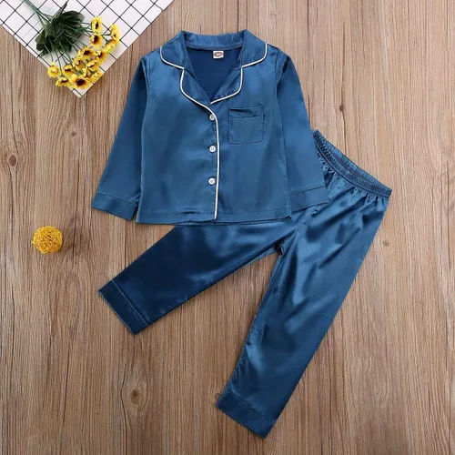 Miniatura 74 de Conjunto de pijama de manga larga con botones para niña pequeña, conjunto de ropa de dormir