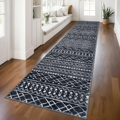Miniatura 52 de KUTA Alfombras Boho para pasillos de 2.6x10 pies, alfombra de pasillo marroquí lavable, antideslizante, vintage, gris, alfombras de cocina, ultra